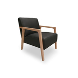 Noah Single Seater Occasional Accent Armchair in Italian Leather - BLACK