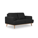 Noah 2 Seater Lounge Sofa in Italian Leather BLACK