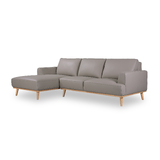 Noah 2.5 Seater Lounge Sofa in Italian Leather + LEFT Chaise GREY