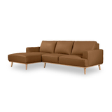 Noah 2.5 Seater Lounge Sofa in Italian Leather + LEFT Chaise TAN