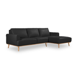 Noah 2.5 Seater Lounge Sofa in Italian Leather + RIGHT Chaise BLACK