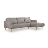 Noah 2.5 Seater Lounge Sofa in Italian Leather + RIGHT Chaise GREY