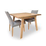 Botany Live Edge Messmate 1050 Square Dining Set with 2 Juni LIGHT GREY Chairs