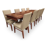 Kallista Tasmanian Blackwood 1550-2550 Extendable Dining Set with 8 x Mid Back Contour Chairs