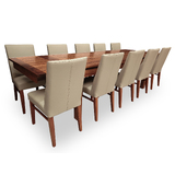 Kallista Tasmanian Blackwood 2050-3050 Extendable Dining Set with 10 x GREY Mid Back Contour Chairs