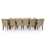 Kallista Tasmanian Blackwood 2400-3400 Large Extendable Dining Set with 12 x Mid Back Contour Chairs