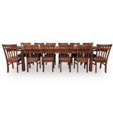 Kallista Tasmanian Blackwood 2400-3400 Large Extendable Dining Set with 12 x Matilda Dining Chairs - COFFEE Upholstered Seat