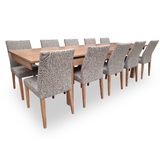 Kallista Tasmanian Oak 2050-3050 Extendable Dining Set with 10 x Juni LIGHT GREY Fabric Chairs