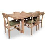 Bondi Tasmanian Oak 2100 Dining Set with 6 x Leo FOREST GREEN Chairs