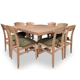 Bondi Tasmanian Oak 1500 Square Dining Set with 8 x Leo FOREST GREEN Chairs