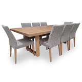 Bondi Tasmanian Oak 2400 Dining Set with 8 x Juni Chairs