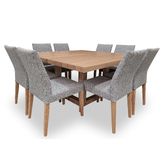Bondi Tasmanian Oak 1500 Square Dining Set with 8 x Juni Chairs