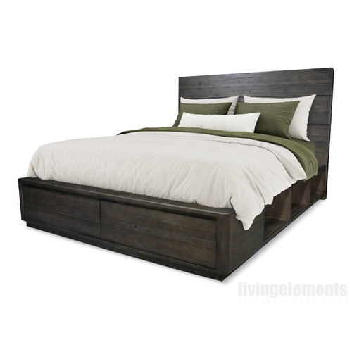 Xavier Recycled Timber Queen Bed w Storage