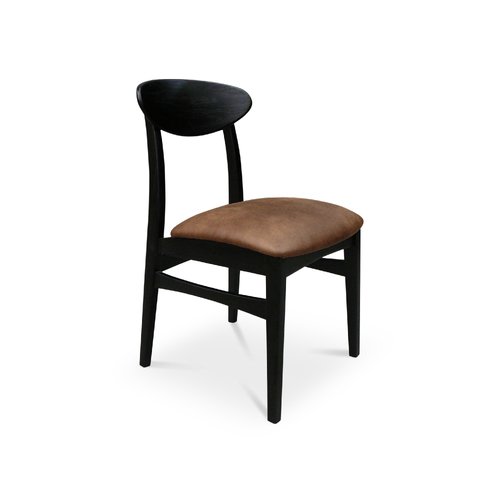 Custom Leo Black Timber Dining Chair - Upholstered Seat CUSTOM SEAT