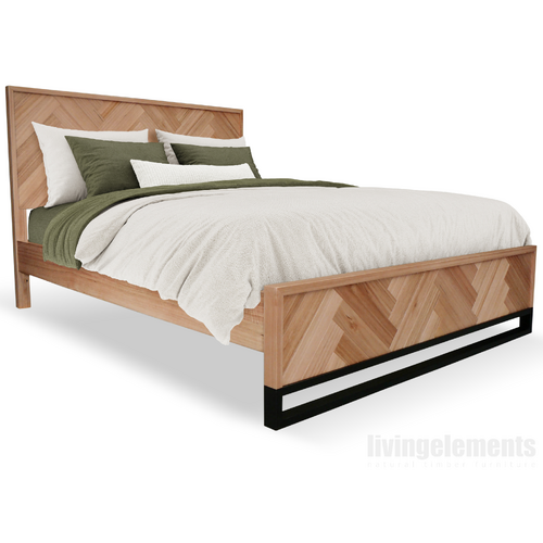 South Wharf Herringbone Queen Bed w BLACK FOOT END