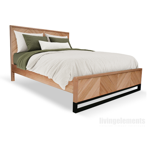 South Wharf Chevron Queen Bed w BLACK FOOT END